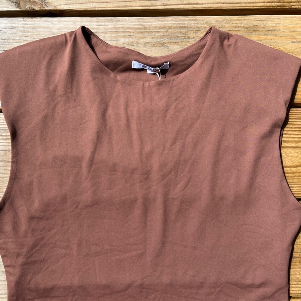 Reoria extra large Brown Sleeveless bodysuit snap tank top - Picture 10 of 14